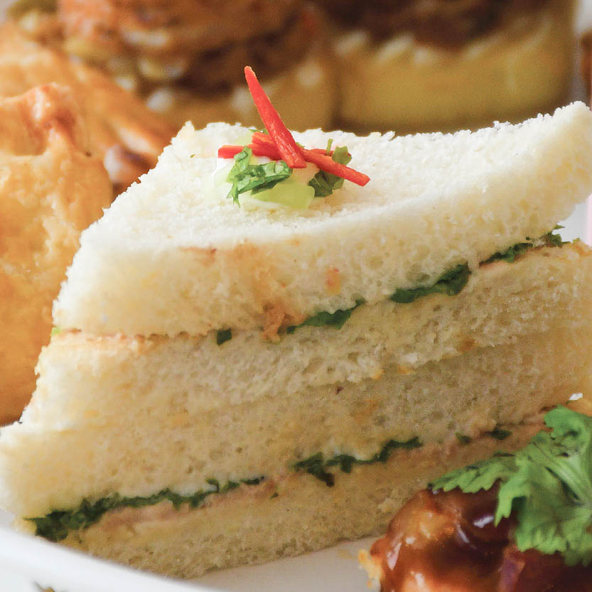 Mini Chilli Tuna Mayonnaise gourmet sandwich with celery and coriander