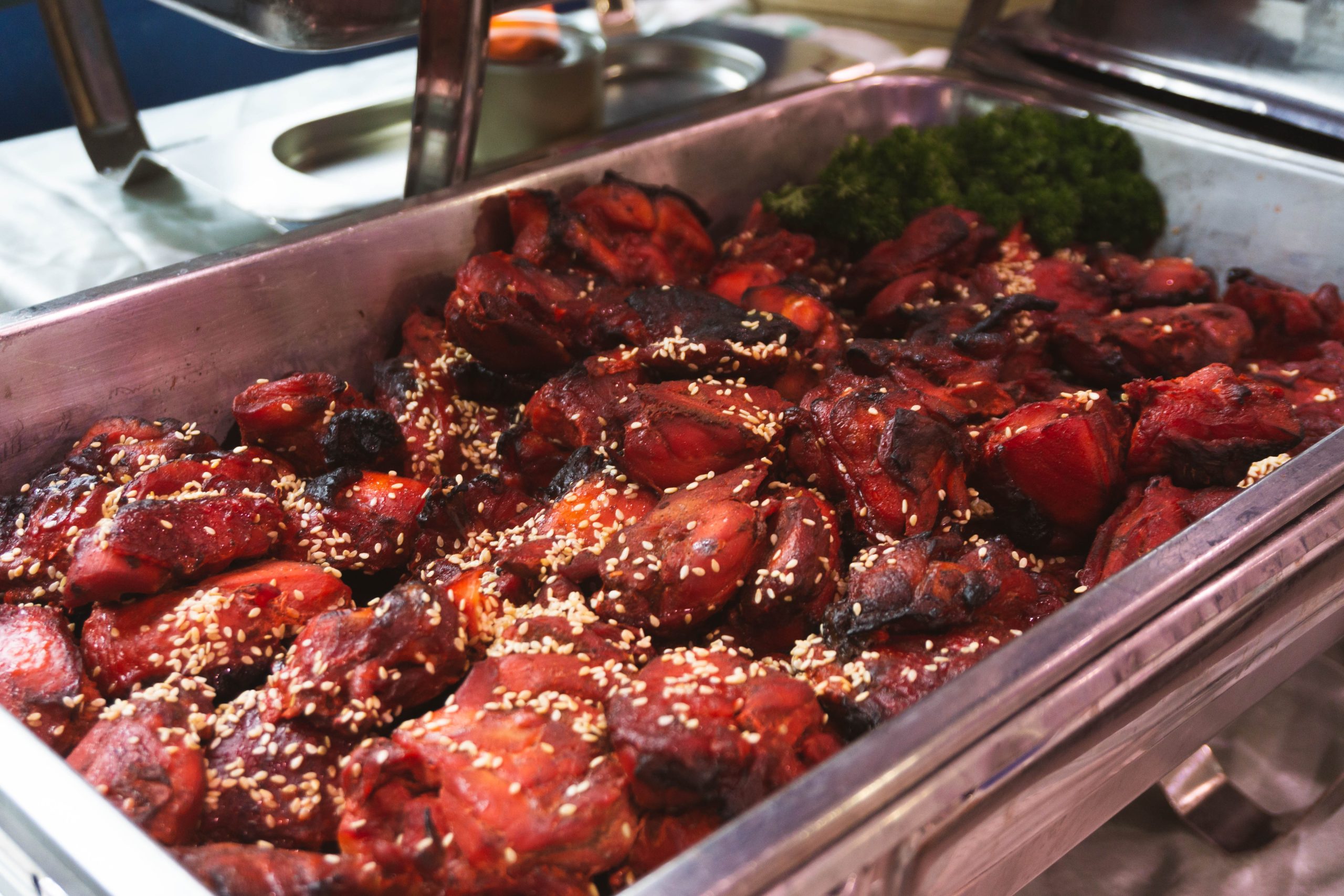oven baked charsiew sliced chicken