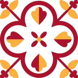traditional pattern tile in white red and yellow