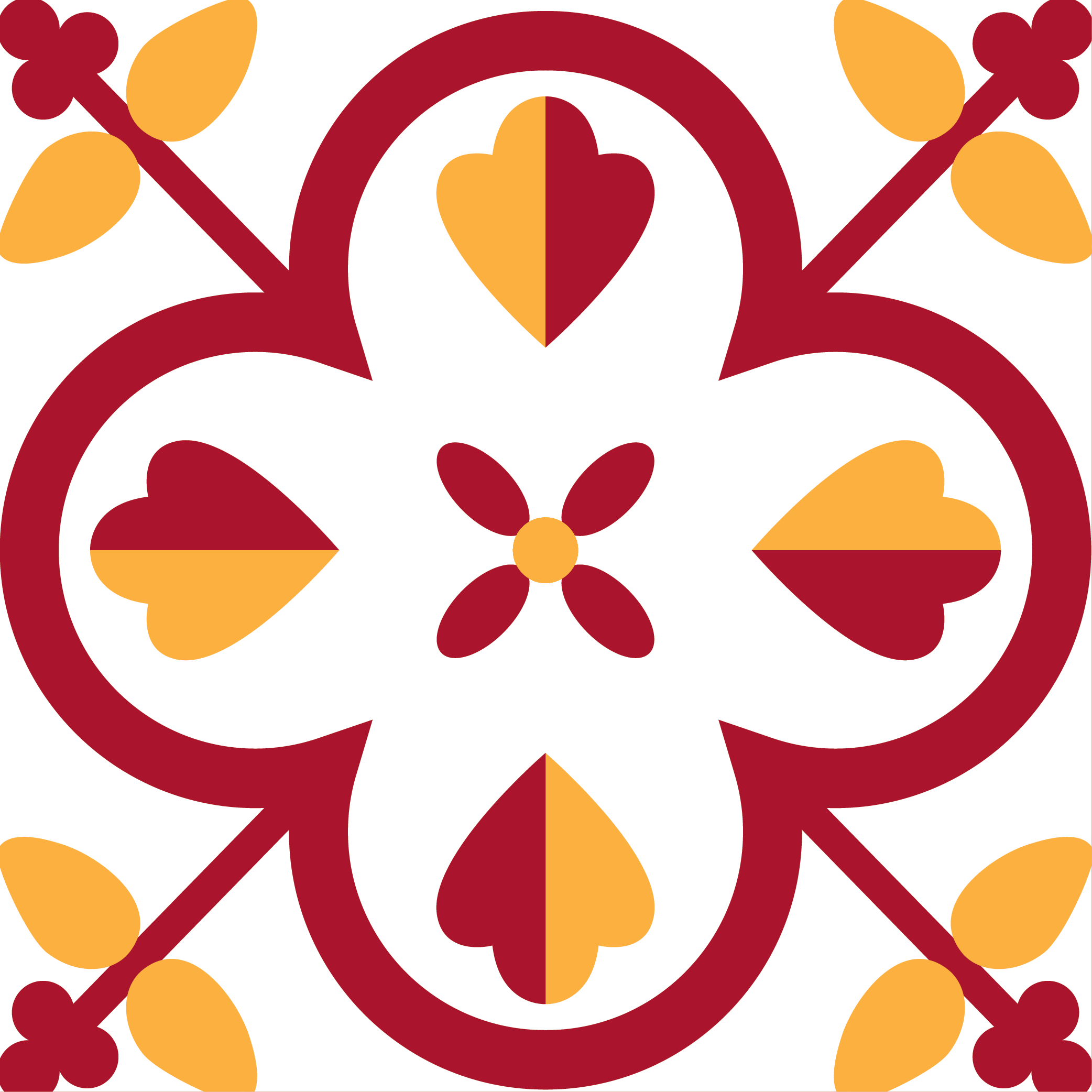 traditional pattern tile in white red and yellow