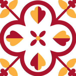 traditional pattern tile in white red and yellow