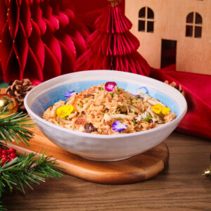 Trio Local Mushroom Pilaf Rice infused with Truffle oil and Crispy Shallots
