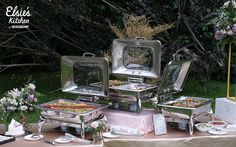 Wedding Catering setup with flowers