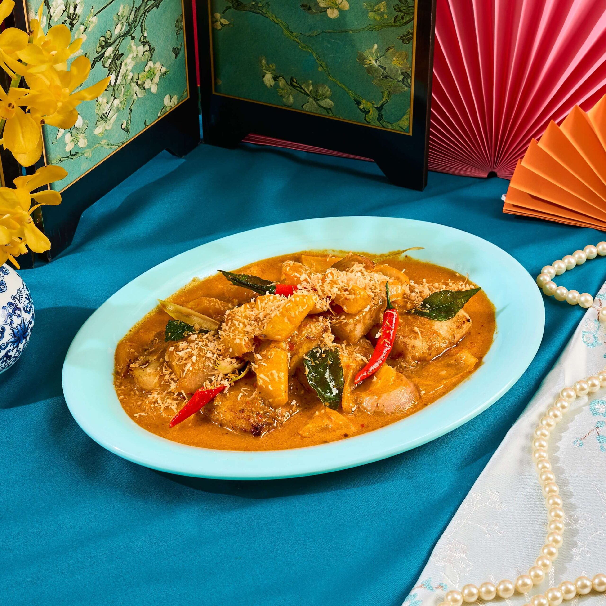 Baked Fish with Thai-Style Pineapple Curry topped with Coconut Flakes (1)