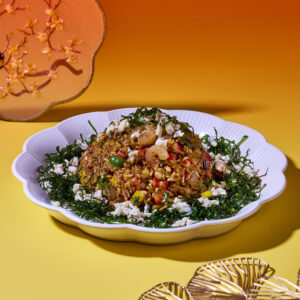 Sichuan Mala Fried Rice with Crabmeat, Shredded Egg & 2-way locally sourced Kai Lan
