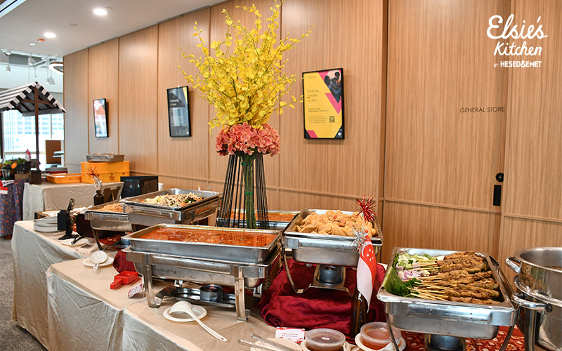 Halal catering dishes at a corporate event