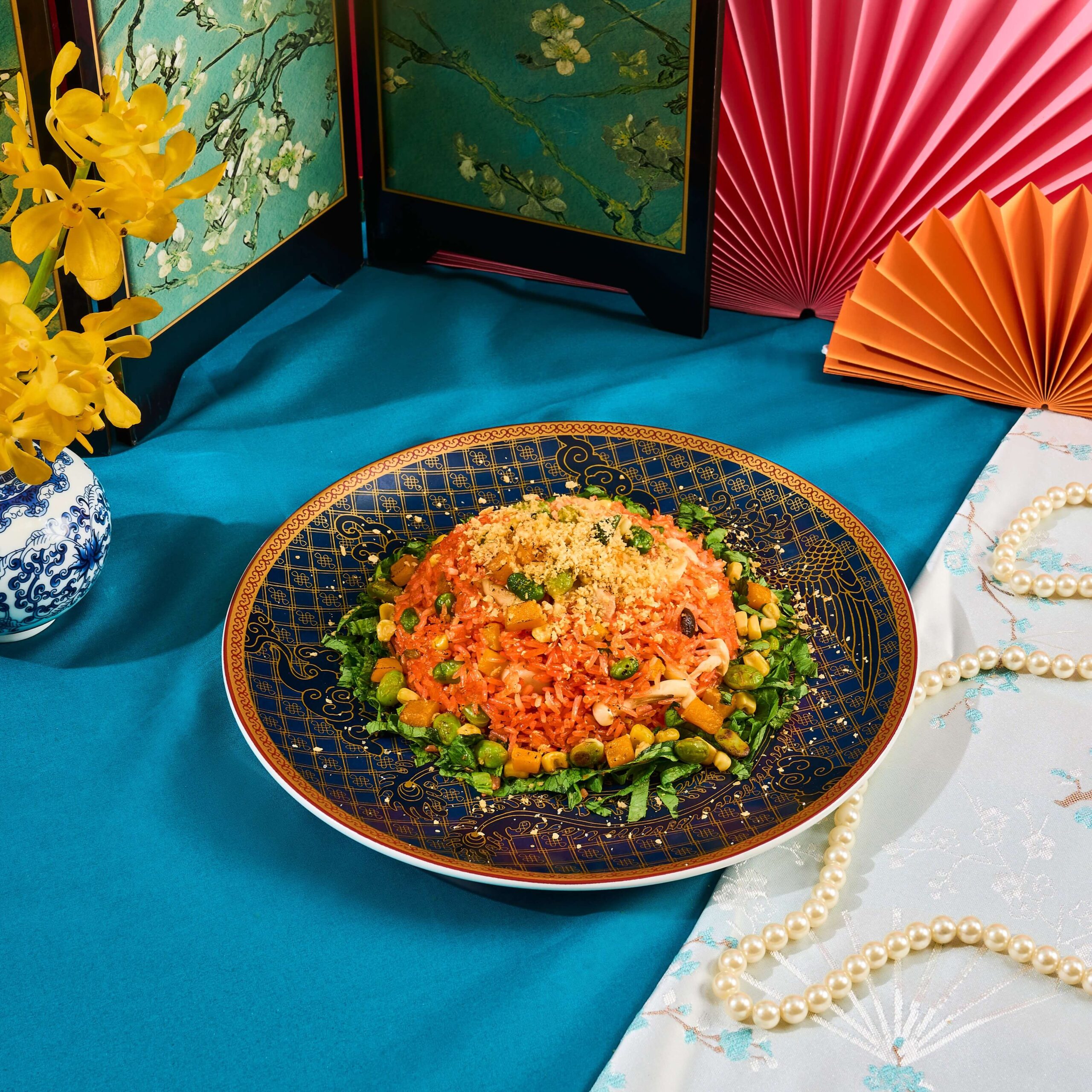 Beetroot Fried Rice, with Vegetable Medley (1)