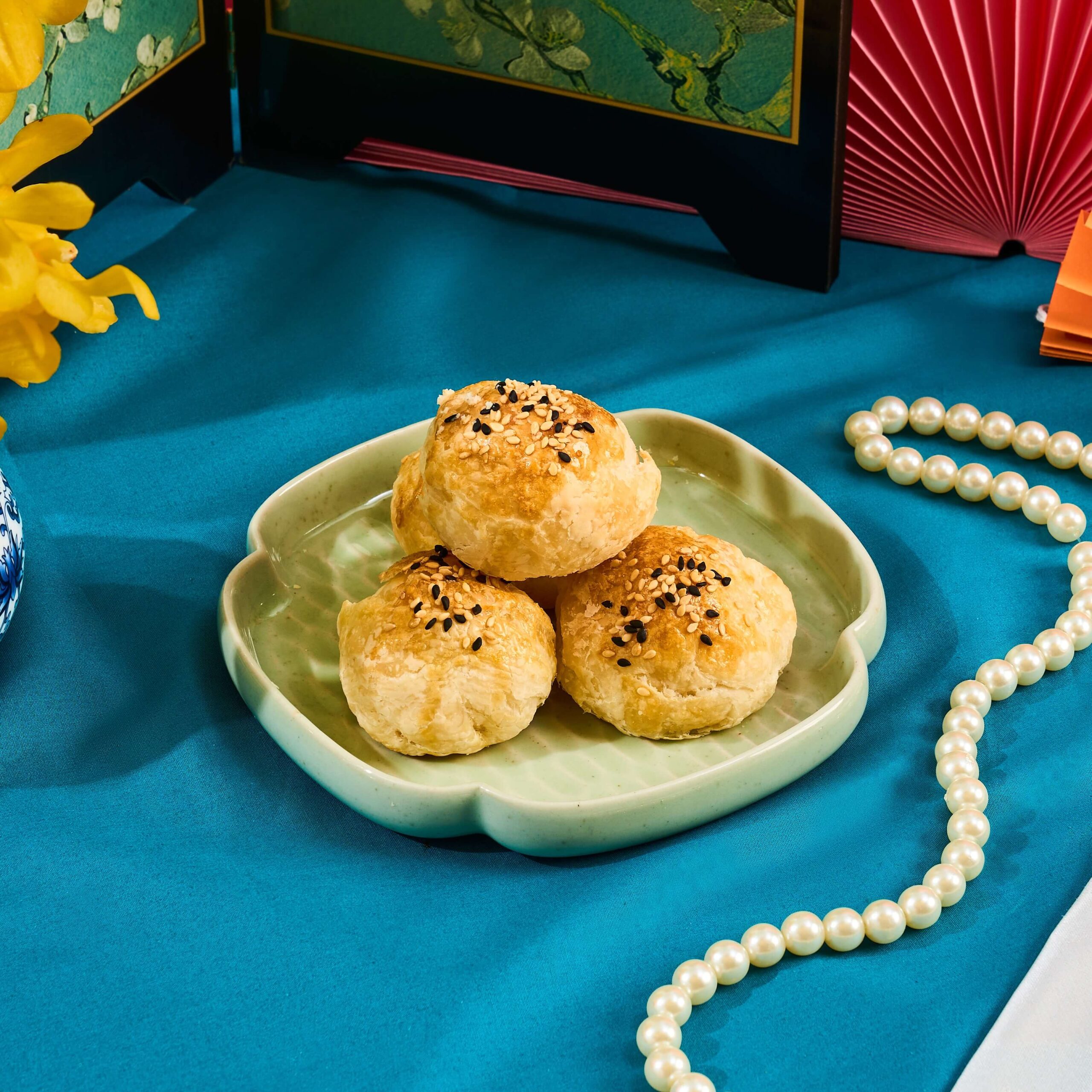 Salted Egg Tang Yuan Mochi in Mille-Feuille Ball (1)